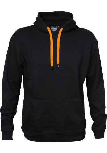 Cloke contrast hoodie black with neon orange draw cords
